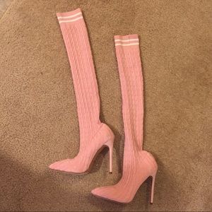Pink sock heels